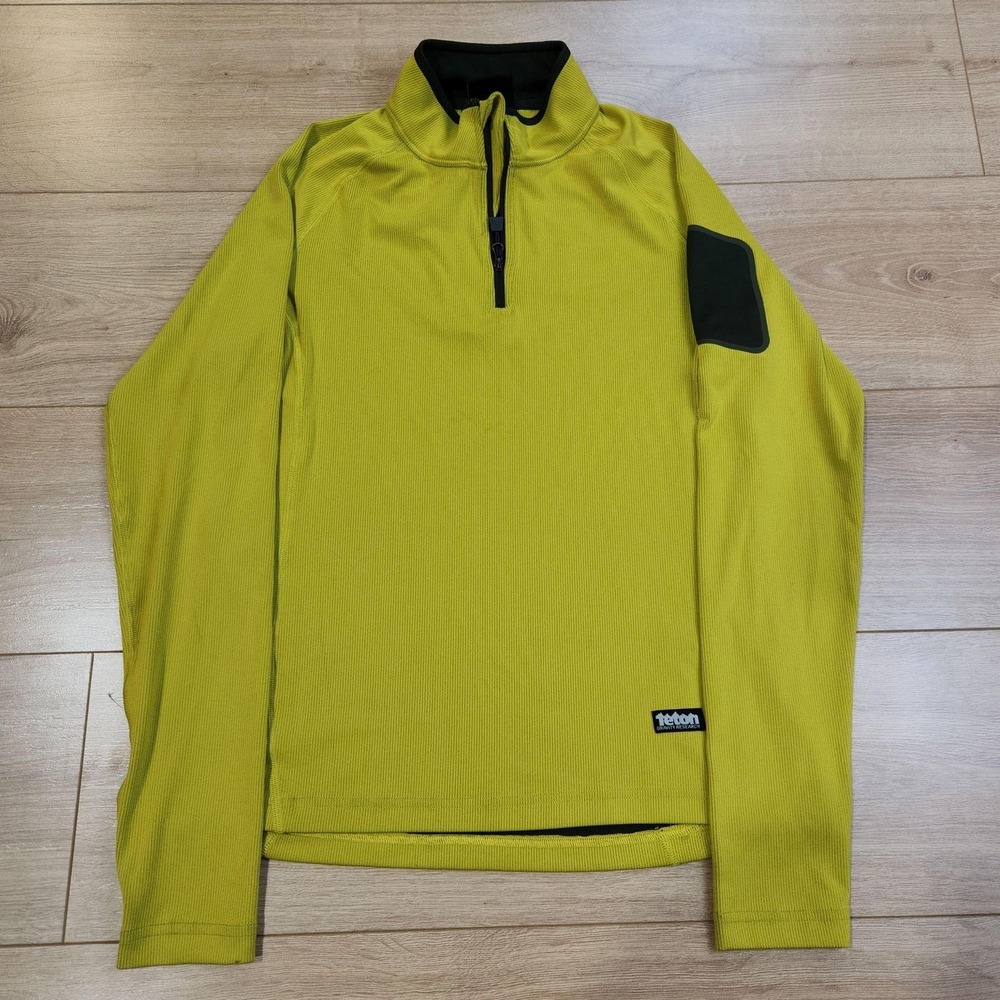 Teton Gravity Research Pullover Mens Small Green Long Sleeve 1/4 Zip Top